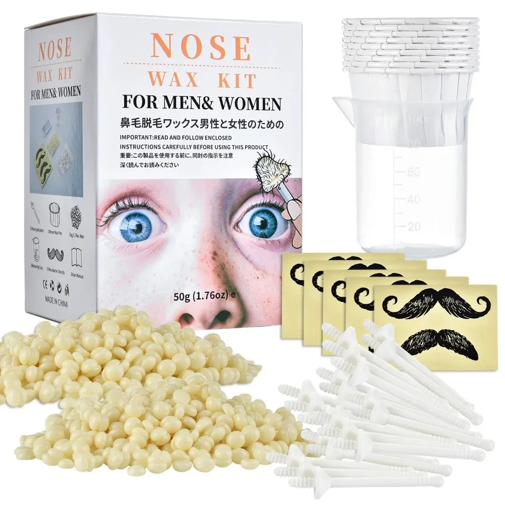 Nose Wax Kit | There are Wax and Applicators | Hair Removal Kit for Men and Women Painless removal of nose hair cleaning