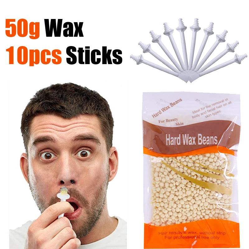 Nose Wax Kit | There are Wax and Applicators | Hair Removal Kit for Men and Women Painless removal of nose hair cleaning
